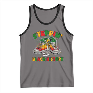Stepping Into Black History Month Tank Top TS09 Deep Heather Black Print Your Wear