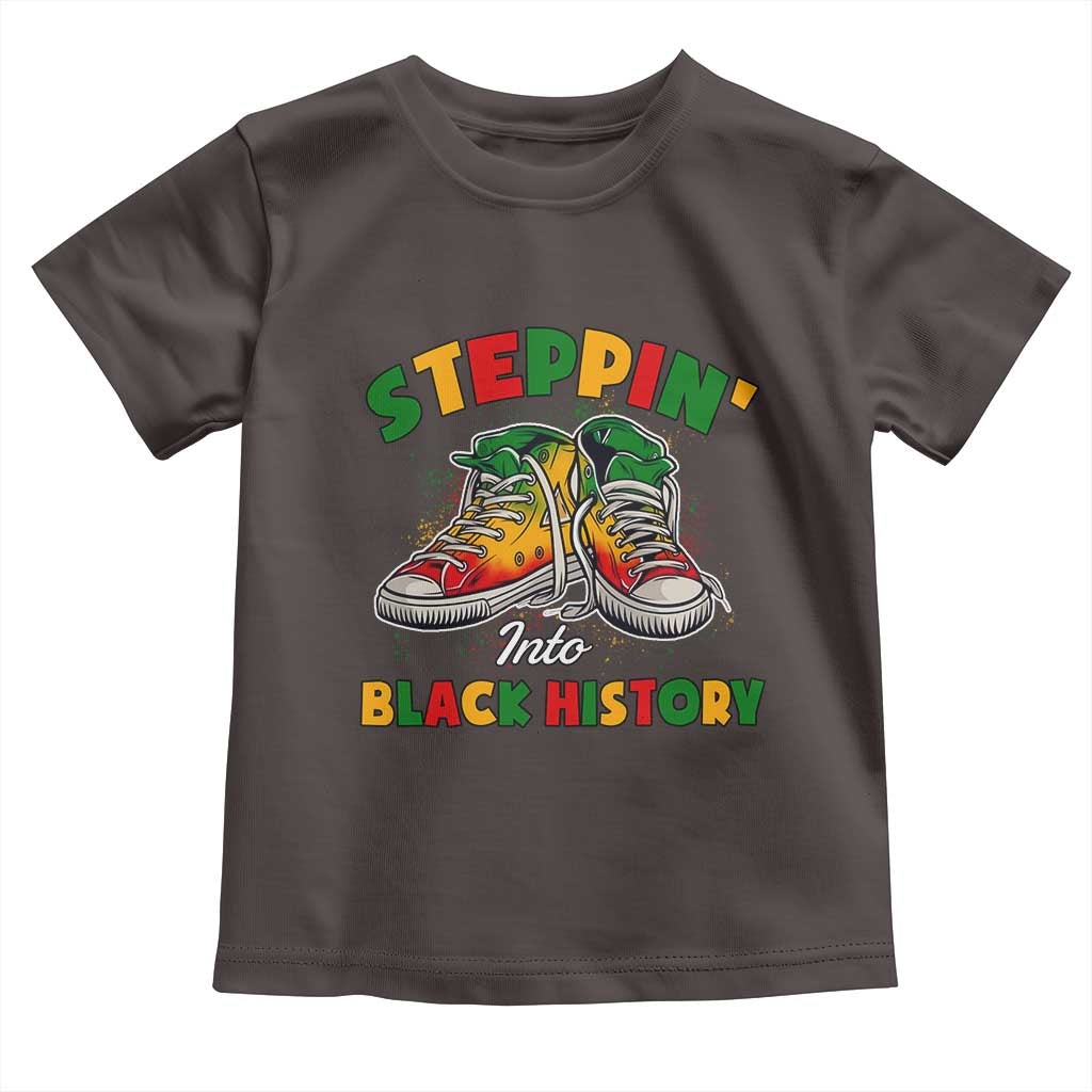 Stepping Into Black History Month Toddler T Shirt TS09 Dark Chocolate Print Your Wear