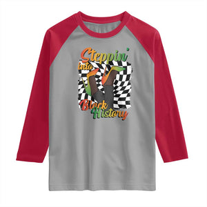 Stepping Into Black History Month Raglan Shirt African American Women Melanin Pride TS09 Sport Gray Red Print Your Wear