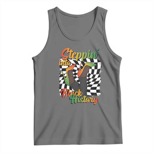 Stepping Into Black History Month Tank Top African American Women Melanin Pride TS09 Black Heather Print Your Wear