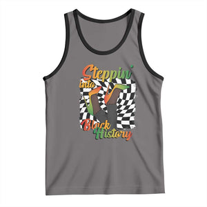 Stepping Into Black History Month Tank Top African American Women Melanin Pride TS09 Deep Heather Black Print Your Wear