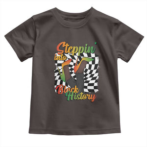 Stepping Into Black History Month Toddler T Shirt African American Women Melanin Pride TS09 Dark Chocolate Print Your Wear