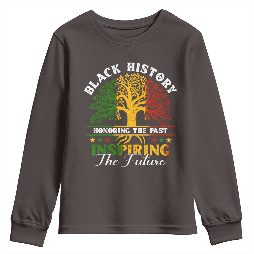 Black History Youth Sweatshirt Honoring The Past Inspiring The Future TS09 Dark Chocolate Print Your Wear