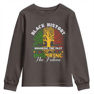 Black History Youth Sweatshirt Honoring The Past Inspiring The Future TS09 Dark Chocolate Print Your Wear
