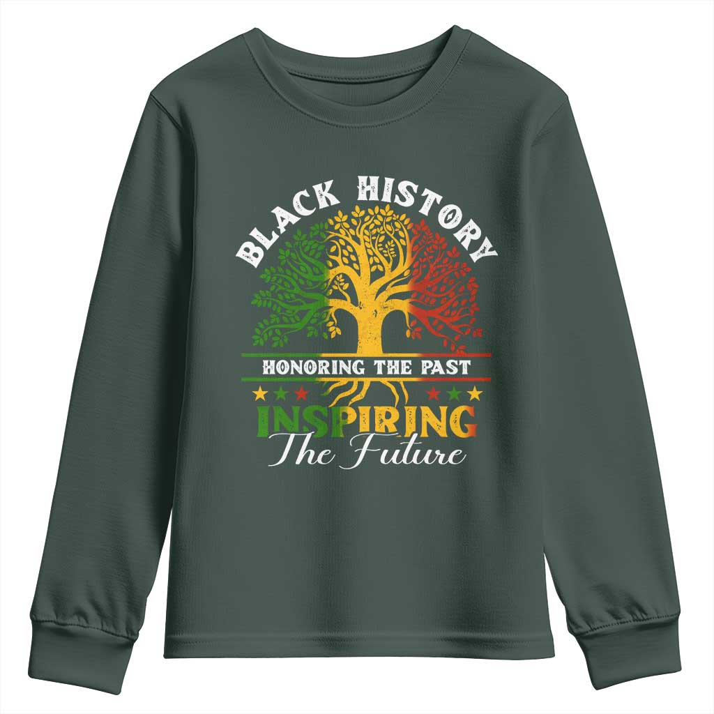 Black History Youth Sweatshirt Honoring The Past Inspiring The Future TS09 Dark Forest Green Print Your Wear
