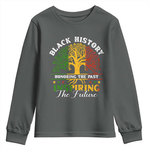 Black History Youth Sweatshirt Honoring The Past Inspiring The Future TS09 Dark Heather Print Your Wear