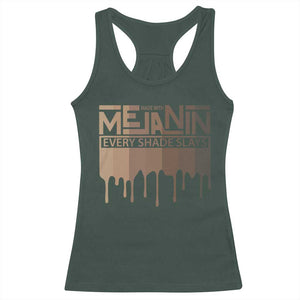 Melanin African Pride Racerback Tank Top Made With Melanin Every Shade Slays TS09 Dark Forest Green Print Your Wear
