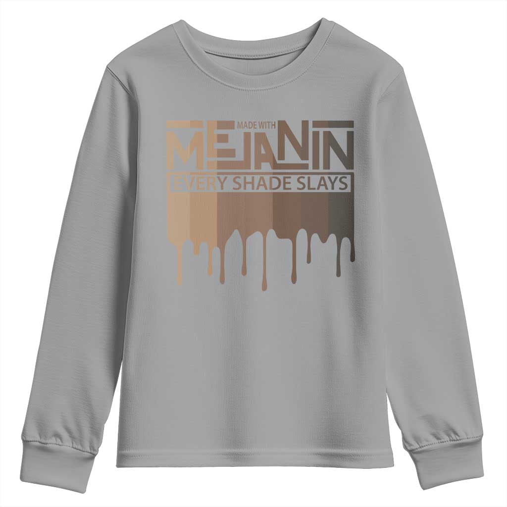 Melanin African Pride Youth Sweatshirt Made With Melanin Every Shade Slays TS09 Sport Gray Print Your Wear