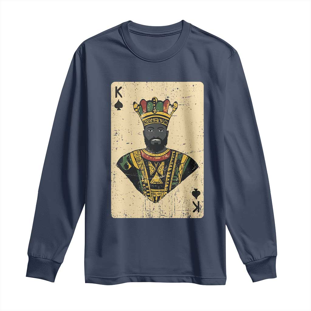African King Card Black Pride Long Sleeve Shirt TS09 Navy Print Your Wear