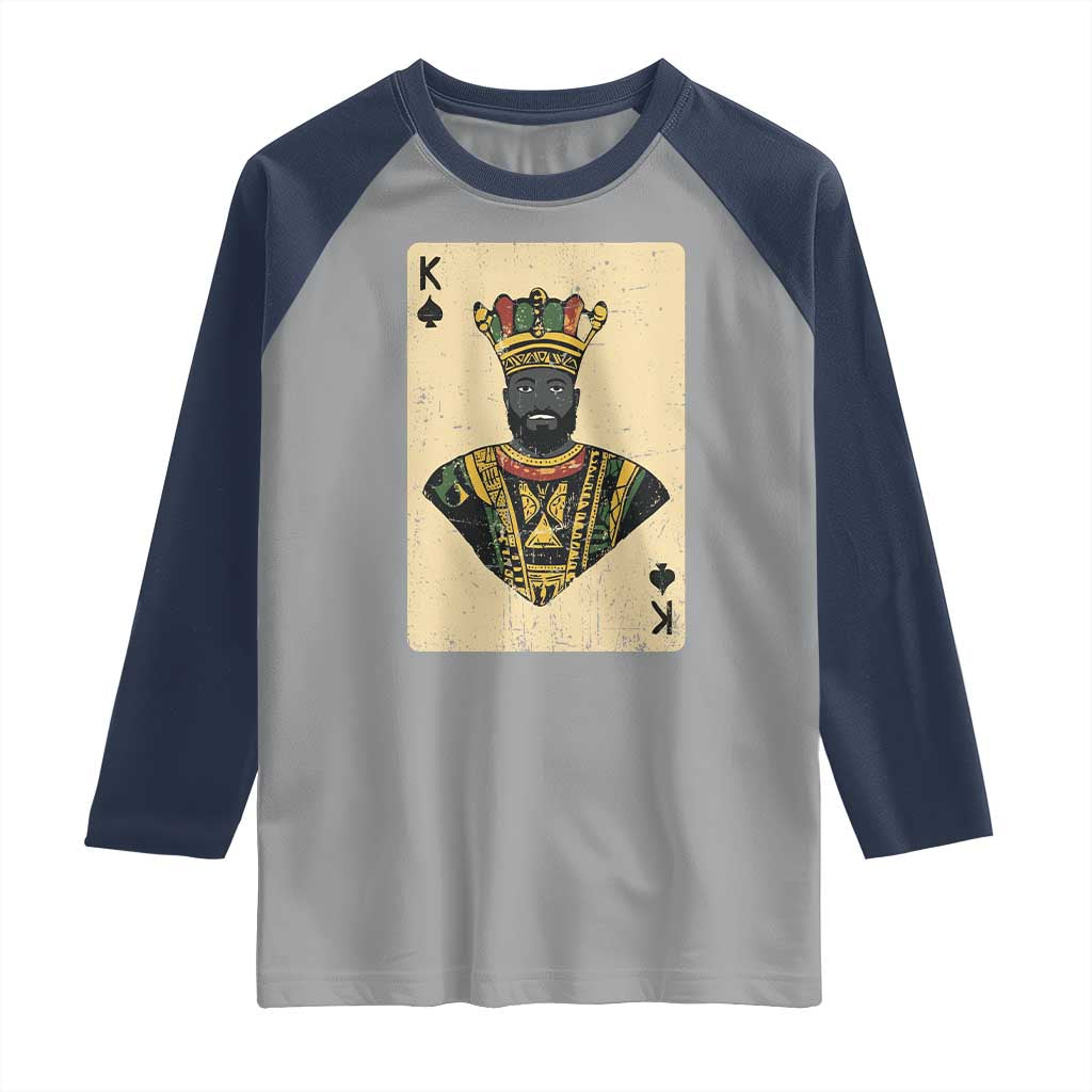 African King Card Black Pride Raglan Shirt TS09 Sport Gray Navy Print Your Wear
