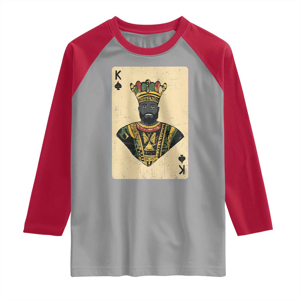 African King Card Black Pride Raglan Shirt TS09 Sport Gray Red Print Your Wear