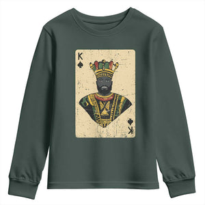 African King Card Black Pride Youth Sweatshirt TS09 Dark Forest Green Print Your Wear