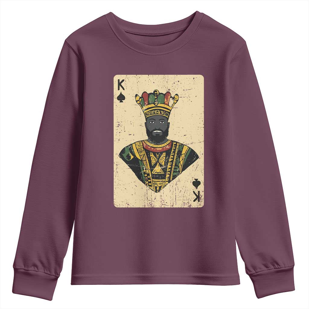 African King Card Black Pride Youth Sweatshirt TS09 Maroon Print Your Wear