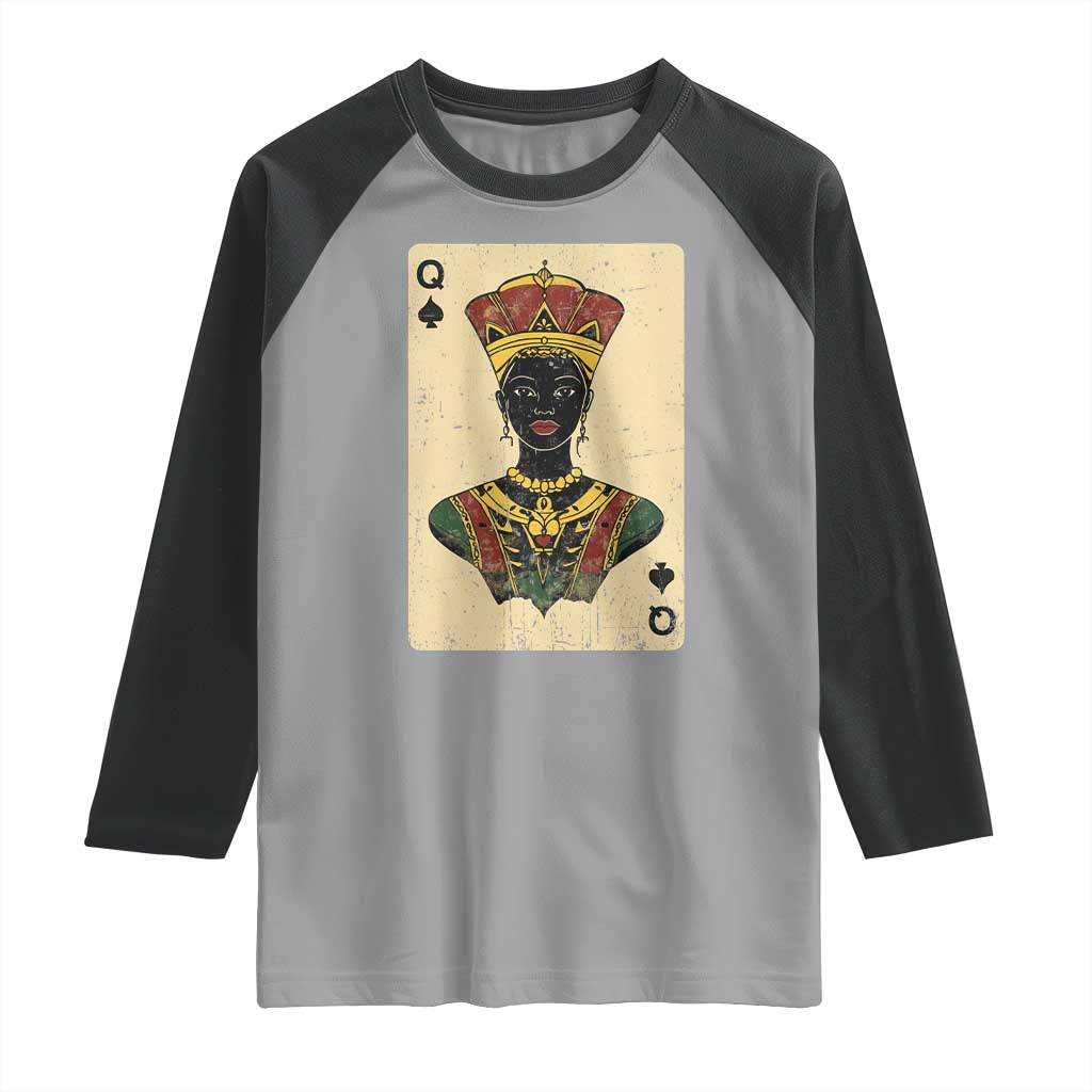 African Queen Card Black Pride Raglan Shirt TS09 Sport Gray Black Print Your Wear