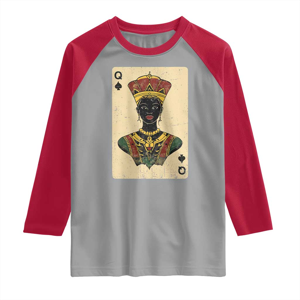 African Queen Card Black Pride Raglan Shirt TS09 Sport Gray Red Print Your Wear