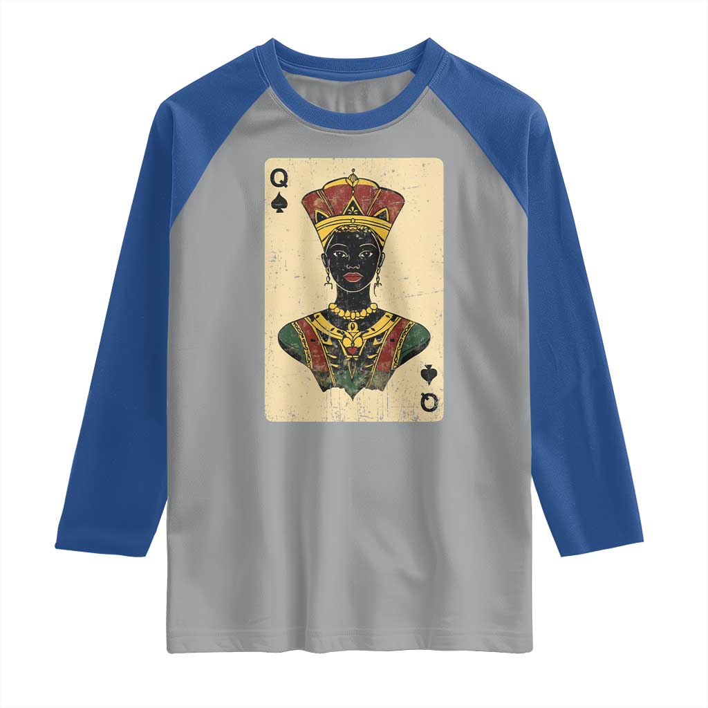 African Queen Card Black Pride Raglan Shirt TS09 Sport Gray Royal Print Your Wear