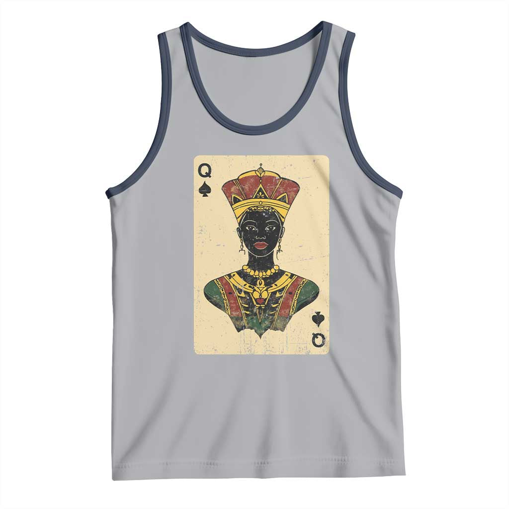 African Queen Card Black Pride Tank Top TS09 Athletic Heather Navy Print Your Wear