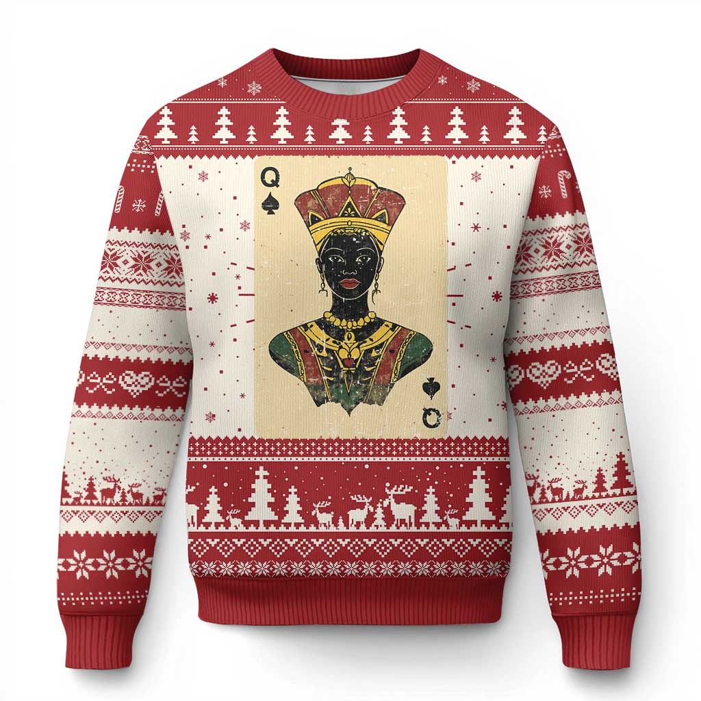 African Queen Card Black Pride Ugly Christmas Sweater TS09 Red Print Your Wear
