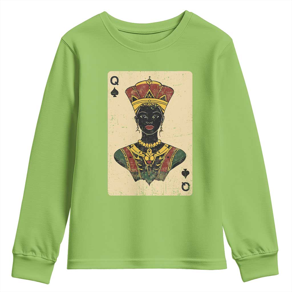 African Queen Card Black Pride Youth Sweatshirt TS09 Lime Print Your Wear