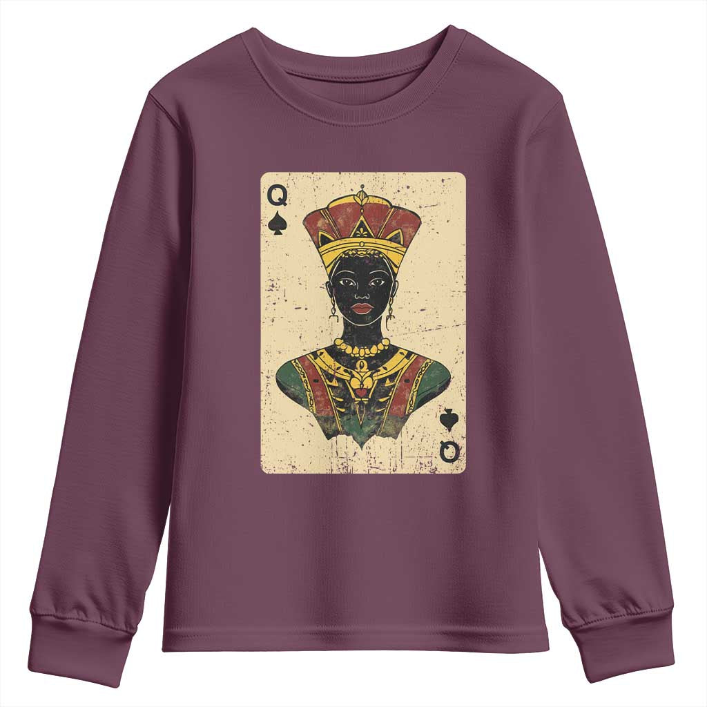 African Queen Card Black Pride Youth Sweatshirt TS09 Maroon Print Your Wear
