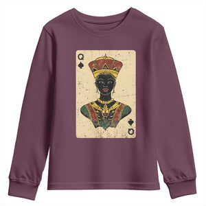 African Queen Card Black Pride Youth Sweatshirt TS09 Maroon Print Your Wear