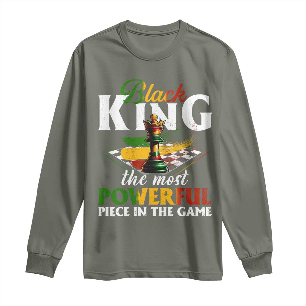 Black Pride Long Sleeve Shirt Black King The Most Powerful Piece In The Game TS09 Military Green Print Your Wear