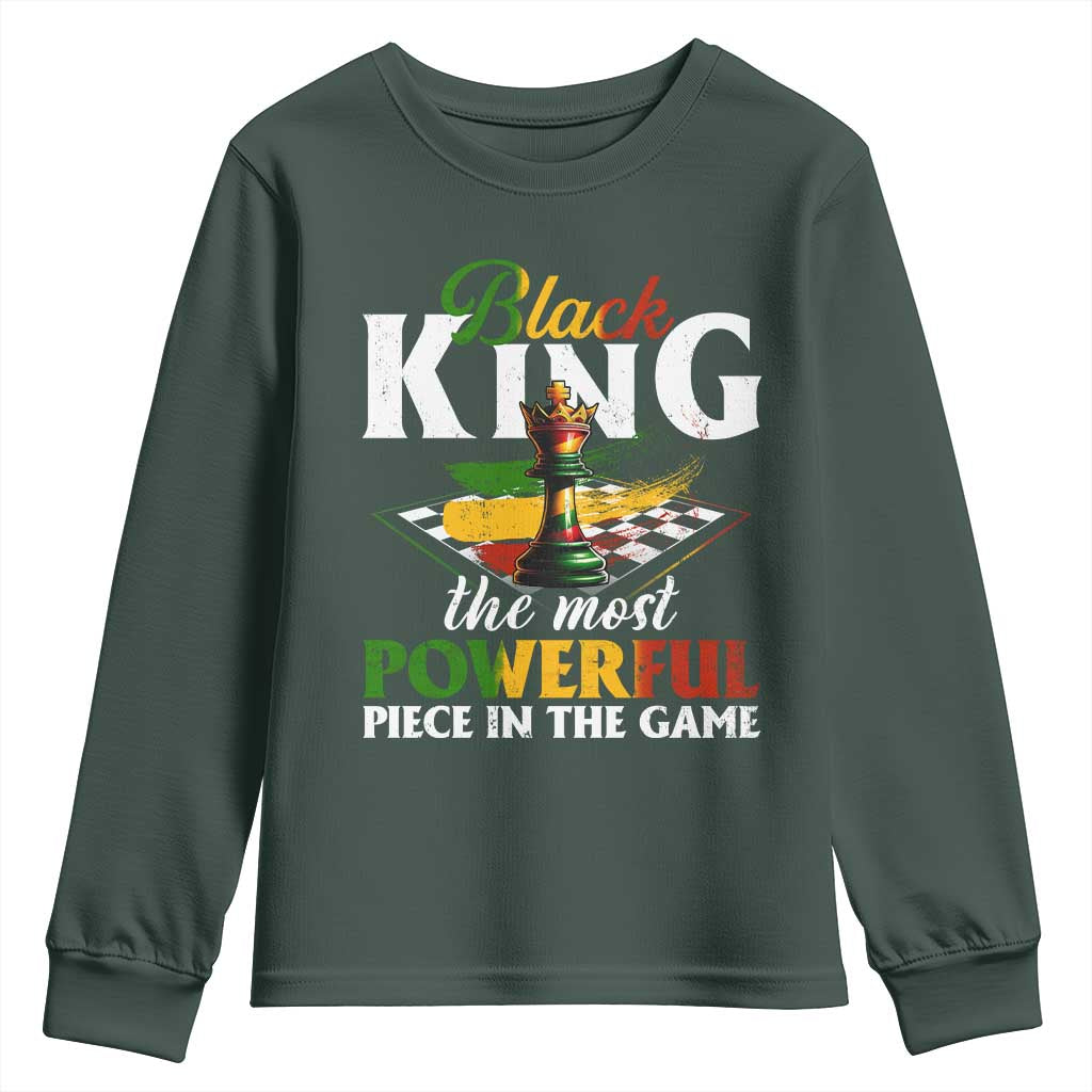 Black Pride Youth Sweatshirt Black King The Most Powerful Piece In The Game TS09 Dark Forest Green Print Your Wear