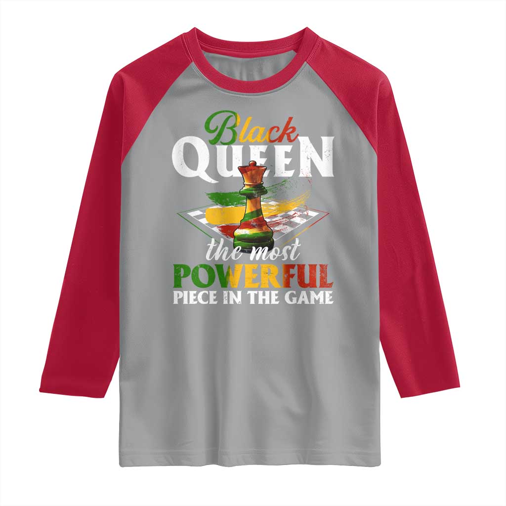 Black Pride Raglan Shirt Black Queen The Most Powerful Piece In The Game TS09 Sport Gray Red Print Your Wear