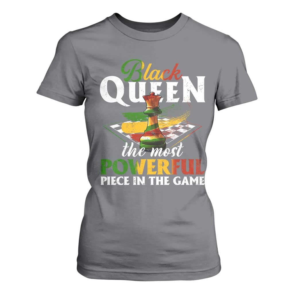 Black Pride T Shirt For Women Black Queen The Most Powerful Piece In The Game TS09 Charcoal Print Your Wear