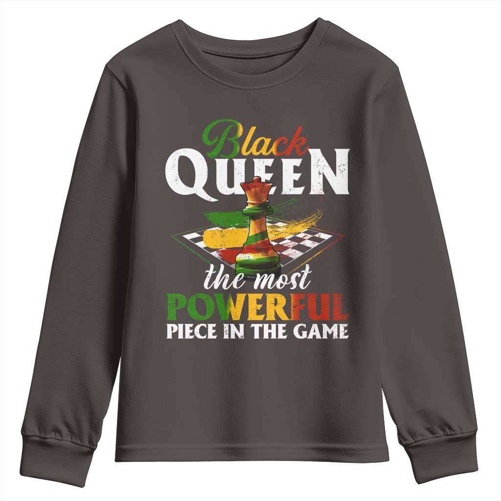 Black Pride Youth Sweatshirt Black Queen The Most Powerful Piece In The Game TS09 Dark Chocolate Print Your Wear