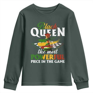Black Pride Youth Sweatshirt Black Queen The Most Powerful Piece In The Game TS09 Dark Forest Green Print Your Wear