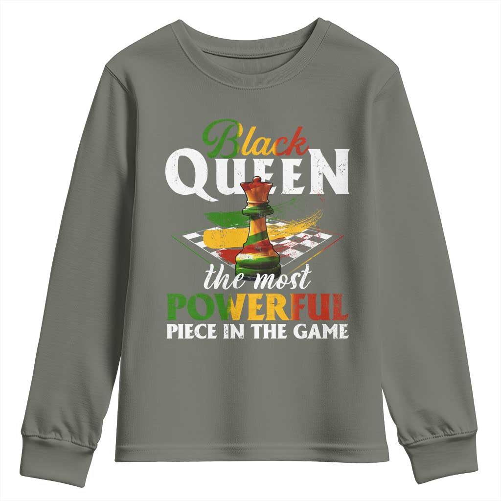 Black Pride Youth Sweatshirt Black Queen The Most Powerful Piece In The Game TS09 Military Green Print Your Wear