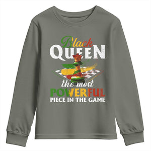 Black Pride Youth Sweatshirt Black Queen The Most Powerful Piece In The Game TS09 Military Green Print Your Wear