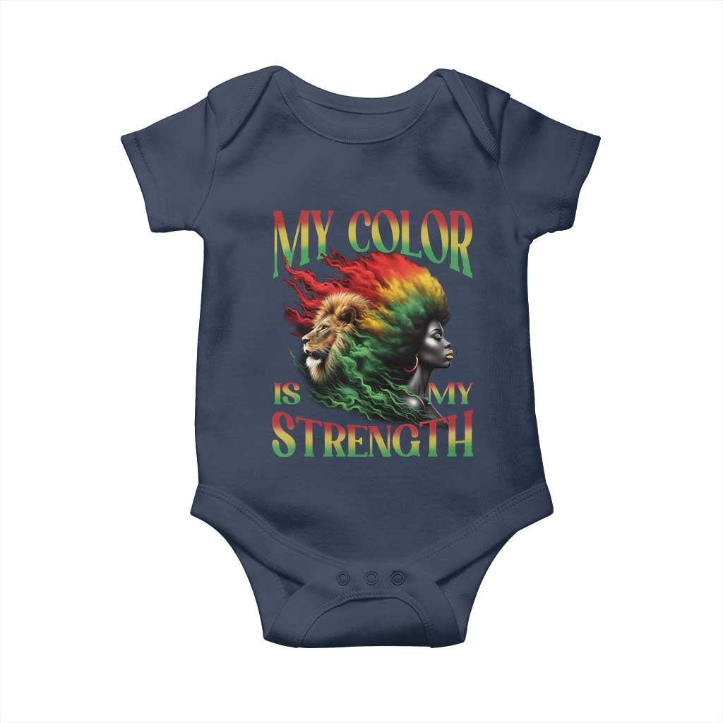 Black Pride Baby Onesie My Color Is My Strength African American Women Lion TS09 Navy Print Your Wear