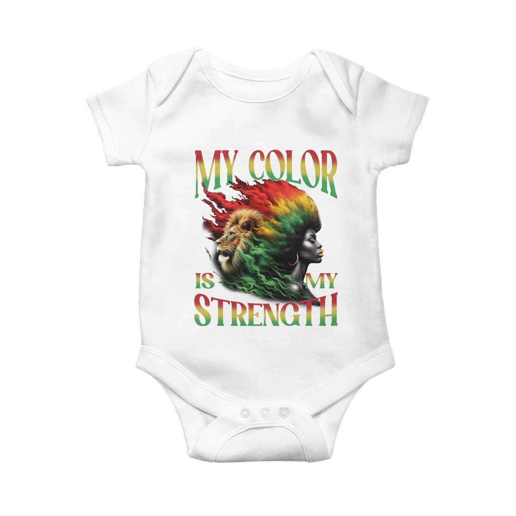 Black Pride Baby Onesie My Color Is My Strength African American Women Lion TS09 White Print Your Wear