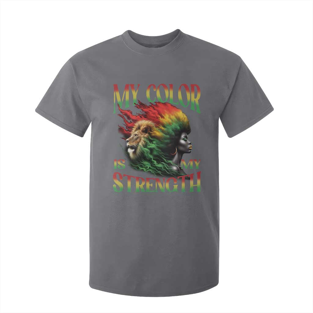 Black Pride T Shirt For Kid My Color Is My Strength African American Women Lion TS09 Charcoal Print Your Wear