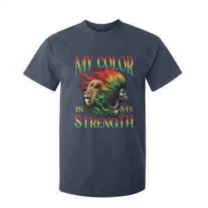 Black Pride T Shirt For Kid My Color Is My Strength African American Women Lion TS09 Navy Print Your Wear