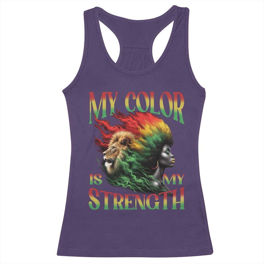 Black Pride Racerback Tank Top My Color Is My Strength African American Women Lion TS09 Purple Print Your Wear