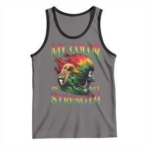 Black Pride Tank Top My Color Is My Strength African American Women Lion TS09 Deep Heather Black Print Your Wear