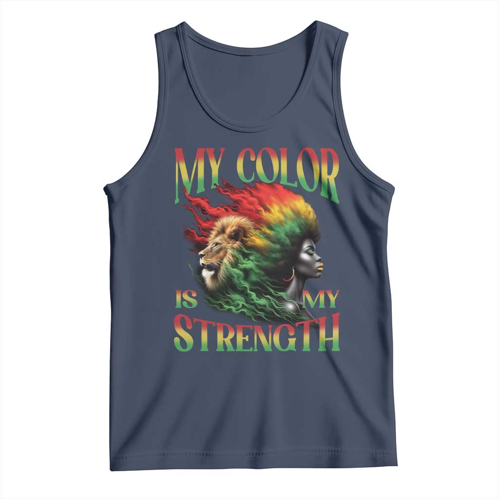 Black Pride Tank Top My Color Is My Strength African American Women Lion TS09 Navy Print Your Wear