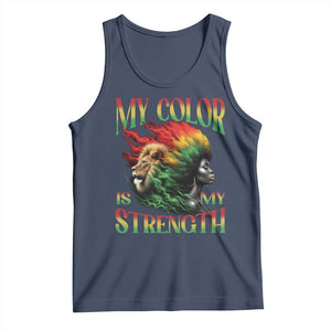 Black Pride Tank Top My Color Is My Strength African American Women Lion TS09 Navy Print Your Wear