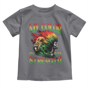 Black Pride Toddler T Shirt My Color Is My Strength African American Women Lion TS09 Charcoal Print Your Wear