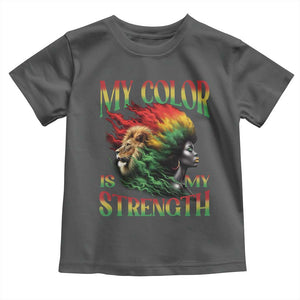 Black Pride Toddler T Shirt My Color Is My Strength African American Women Lion TS09 Dark Heather Print Your Wear