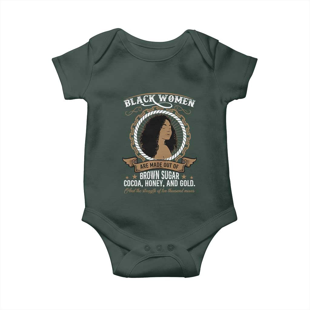 Black Women Pride Baby Onesie Made Out Of Brown Sugar Cocoa Honey And Gold Retro TS09 Print Your Wear