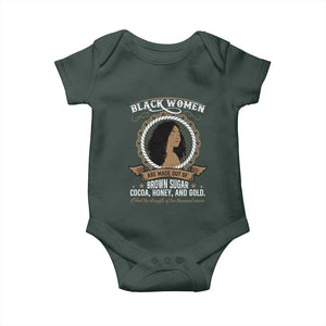 Black Women Pride Baby Onesie Made Out Of Brown Sugar Cocoa Honey And Gold Retro TS09 Print Your Wear