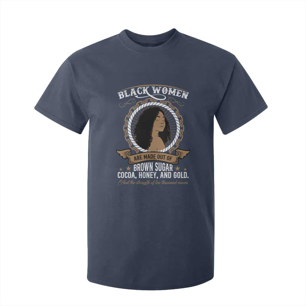 Black Women Pride T Shirt For Kid Made Out Of Brown Sugar Cocoa Honey And Gold Retro TS09 Navy Print Your Wear