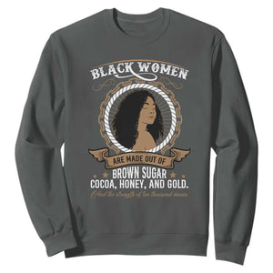 Black Women Pride Sweatshirt Made Out Of Brown Sugar Cocoa Honey And Gold Retro TS09 Dark Heather Print Your Wear
