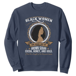 Black Women Pride Sweatshirt Made Out Of Brown Sugar Cocoa Honey And Gold Retro TS09 Navy Print Your Wear