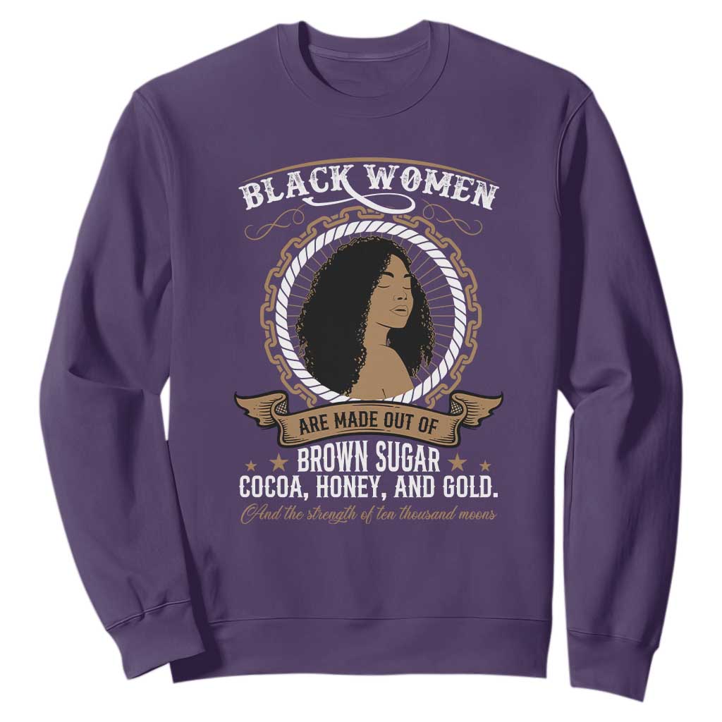 Black Women Pride Sweatshirt Made Out Of Brown Sugar Cocoa Honey And Gold Retro TS09 Purple Print Your Wear
