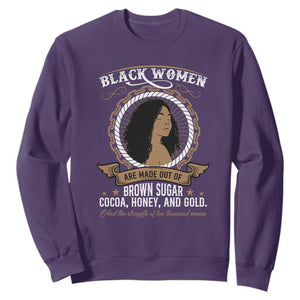 Black Women Pride Sweatshirt Made Out Of Brown Sugar Cocoa Honey And Gold Retro TS09 Purple Print Your Wear